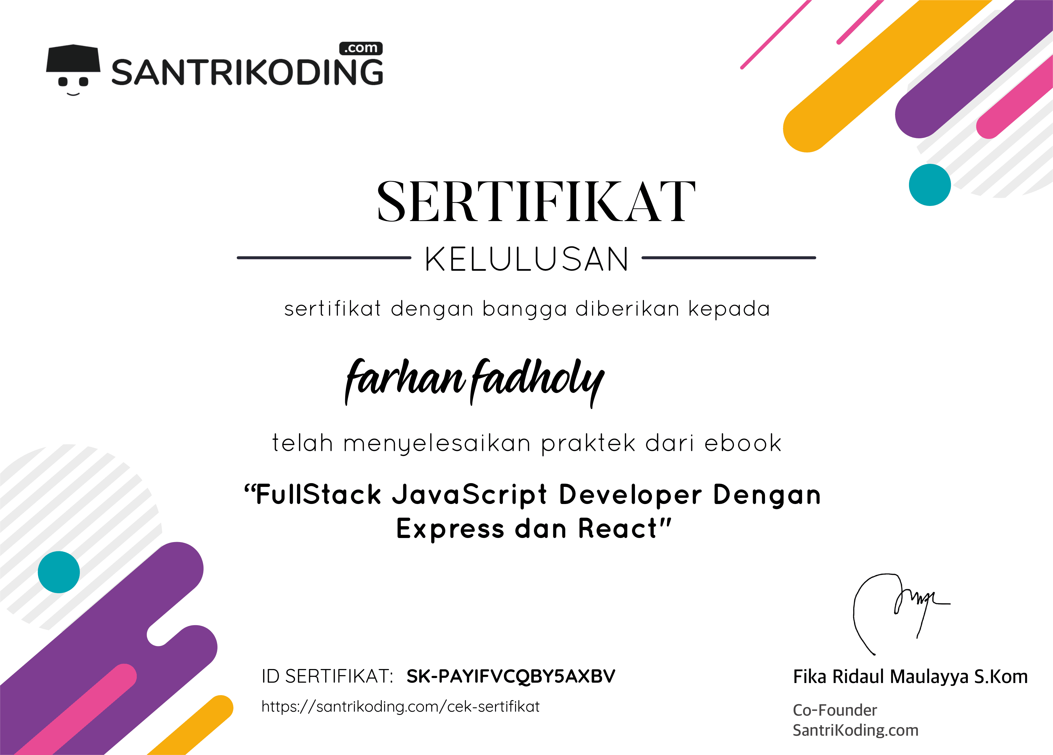 Fullstack JavaScript Developer Dengan Express dan React